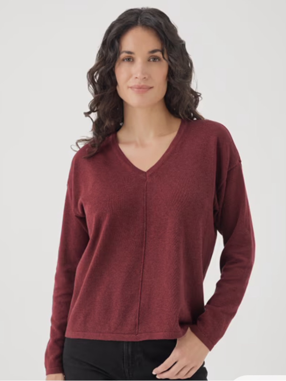 Pact Women's Classic Fine Knit Relaxed Sweater V-Neck Medium